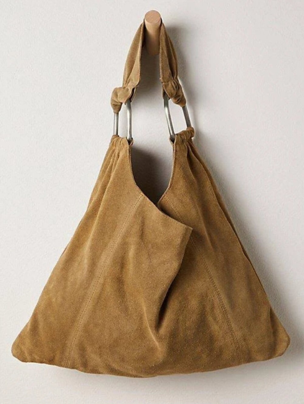 NWT Free People Bobbi Slouch Suede Tote in Light Sand